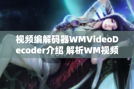 视频编解码器WMVideoDecoder介绍 解析WM视频格式的必备工具